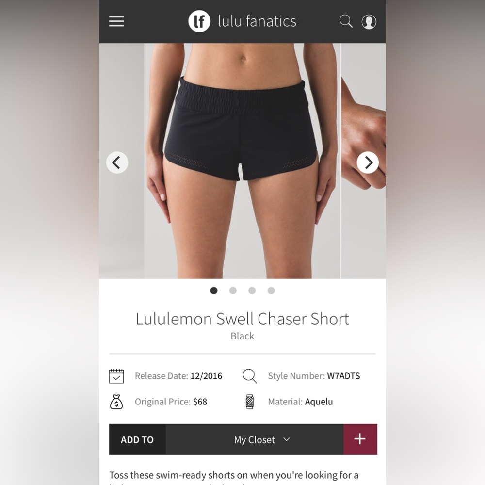 Lululemon Swell Chaser Short Black Swim Board Activewear | Women's 4